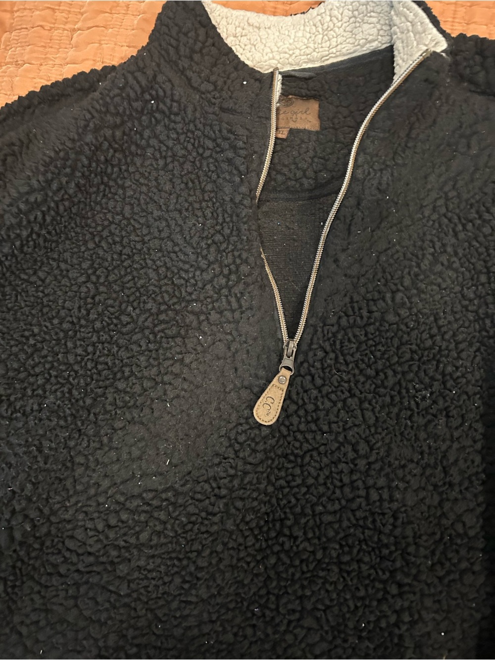 Cozy Sherpa Quarter-Zip Pullover Hoodie - Black